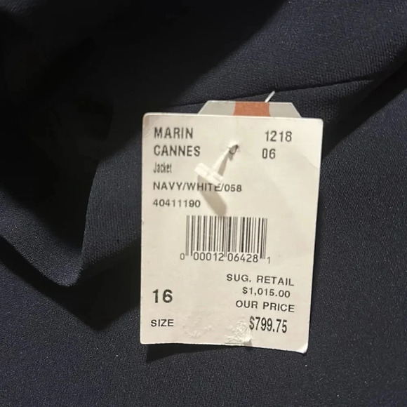 Marina Rinaldi Marin Cannes Blazer Jacket Navy/White Size 16 New - Picture 8 of 16